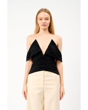 Magda Butrym Off-The-Shoulder Ruched Jersey Top - Black