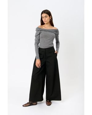 Jil Sander Cotton Wide Leg Pants - Black
