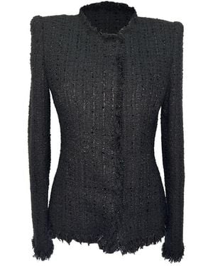 McQueen Mohair Tweed Evening Jacket - Black