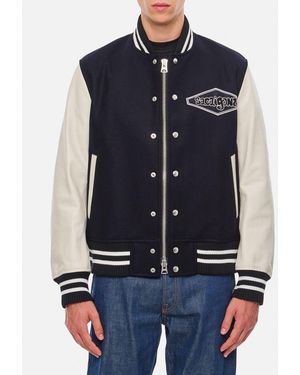 Sacai Gonz Giacca In Lana E Pelle - Blu