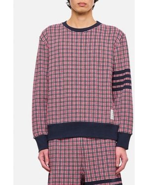 Thom Browne Felpa Girocollo In Cotone 4 Righe - Rosso