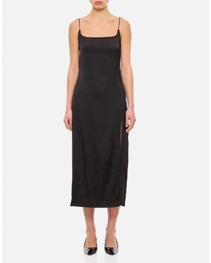 Jacquemus Vestito Midi Con Spacco Laterale - Nero
