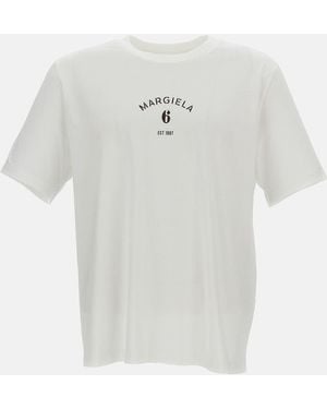 MM6 by Maison Margiela Maglietta A Maniche Corte Con Stampa - Bianco