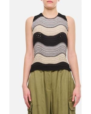 VITELLI Crop Top Orizzontale In Lino E Cotone - Verde