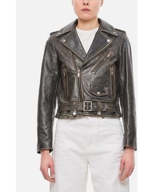 Golden Goose Chiodo In Pelle - Grigio