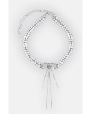 Self-Portrait Choker Doppio Con Fiocco E Cristalli - Blu