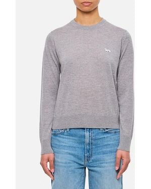 Maison Kitsuné Maglia Gircollo Con Volpe - Grigio