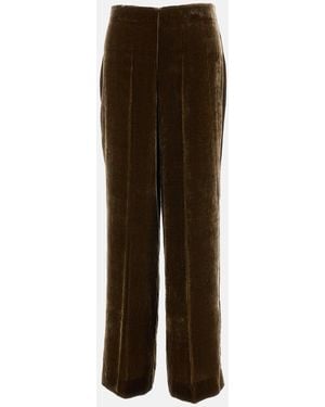 P.A.R.O.S.H. Pantaloni Velluto Di Viscosa E Seta - Marrone