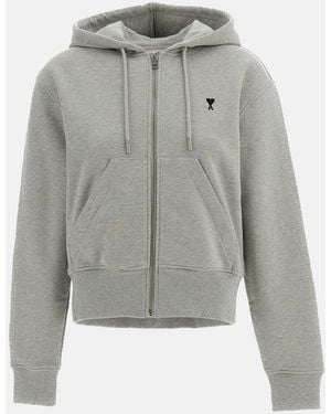 Ami Paris Felpa Zip Ami De Coeur - Grigio
