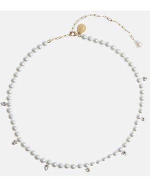 Simone Rocha Collana Girocollo Con Perle E Cristalli - Bianco