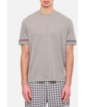 Thom Browne T-shirt Con Polsini A Costine - Grigio
