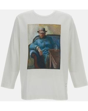 Junya Watanabe T-Shirt Maniche Lunghe Con Stampa - Blu