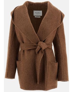 Max Mara Cappotto Corto Con Cappuccio - Marrone