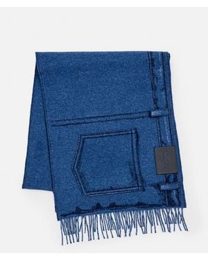 Loewe Sciarpa Realizzata In Misto Lana E Cashmere Double Face. - Blu