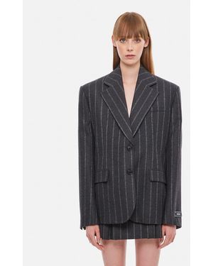 Versace Blazer Oversize A Righe - Grigio