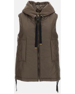 Max Mara Gilet Imbottito Con Cappuccio - Marrone