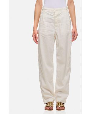 Casey Casey Pantaloni Jude Femme In Cotone E Lino - Bianco