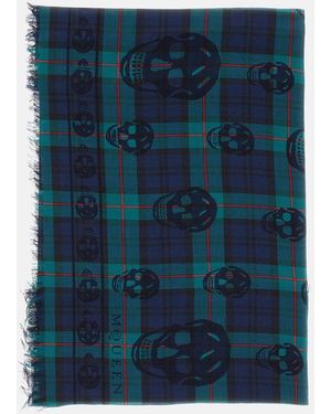 McQueen Sciarpa In Tartan - Blu
