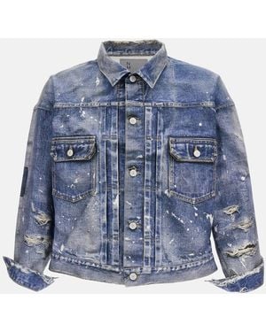 Junya Watanabe Giacca Denim Stampata - Blu
