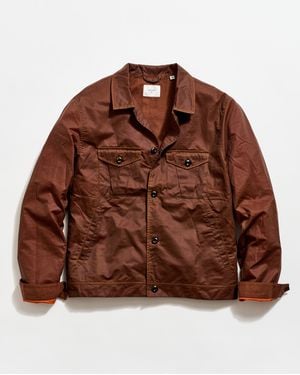 Billy Reid Waxed Herringbone Members Jacket - Brown
