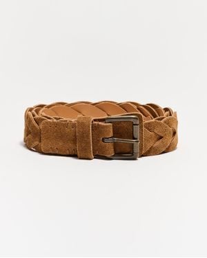 Billy Reid Suede Braided Belt - Brown
