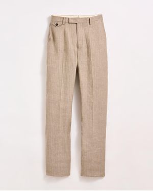 Billy Reid Herringbone Flat Front Trouser - Natural