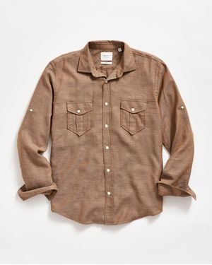 Billy Reid Melange Diamond Weave Scout Shirt - Brown