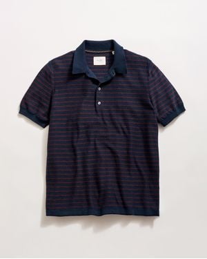 Billy Reid Textured Stripe Sweater Polo - Blue