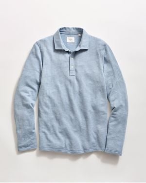Billy Reid Long Sleeve Herringbone Polo - Blue