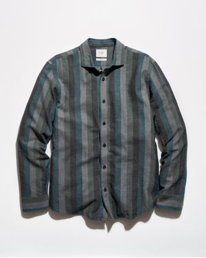 Billy Reid Barre Stripe Cedar Shirt - Gray