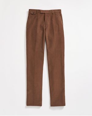Billy Reid Twill Moleskin Flat Front Trouser - Brown