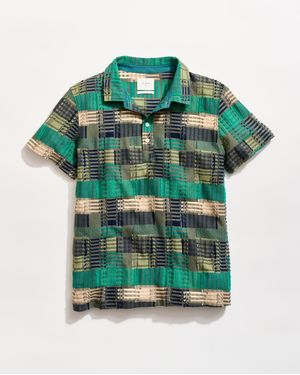 Billy Reid Numajiri Box Jacquard Polo - Green