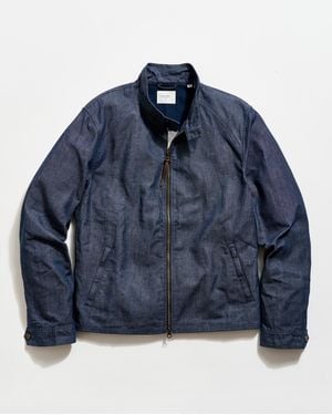 Billy Reid Waxed Denim Harrington Jacket - Blue