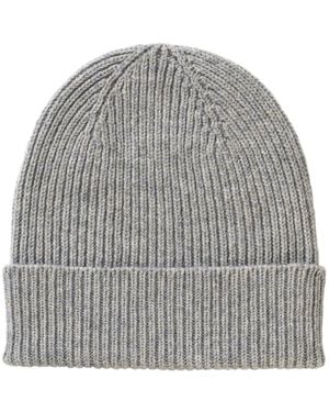 Black Accessories Rib Knit Cashmere Beanie - Grey
