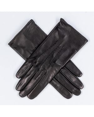 Black Accessories Silk Lined Italian Leather Gloves - Black