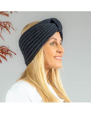 Black Accessories Rib Knit Cashmere Ear Warmer - Black