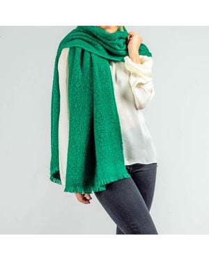 Black Accessories Super Luxe Emerald Basket Weave Cashmere Shawl - Green