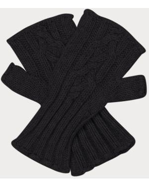 Black Accessories Cable Knit Cashmere Mittens - Black