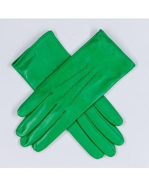 Black Accessories Go Silk Lined Italian Leather Gloves - Green
