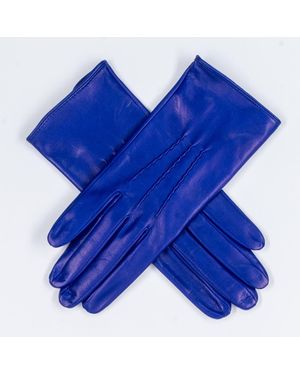 Black Accessories Silk Lined Italian Leather Gloves - Blue