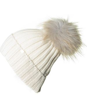Black Accessories Cream Cashmere And Fur Pom Pom Beanie - White