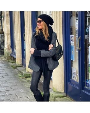 Black Accessories Gossamer Cashmere Shawl And Rib Knit Slouch Beanie Set - Blue