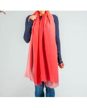 Black Accessories Sunset Coral Shaded Cashmere And Silk Wrap - Red
