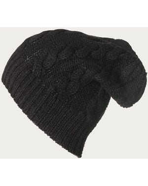 Black Accessories Cable Knit Cashmere Slouch Beanie - Black