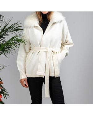 Black Accessories Classic Cream Cashmere Blend Coatigan - White