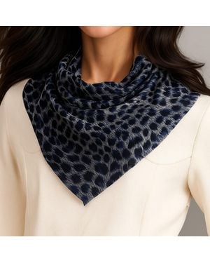 Black Accessories Leopard Print Cashmere Square Foulard - Blue