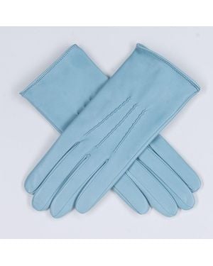 Black Accessories Whisper Silk Lined Italian Leather Gloves - Blue