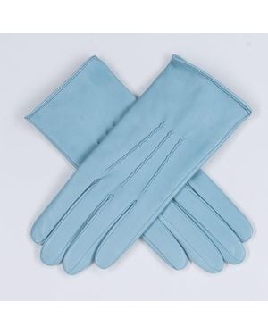 Black Accessories Whisper Silk Lined Italian Leather Gloves - Blue