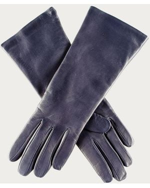 Black Accessories Midnight Leather Gloves With Cashmere Lining - Blue