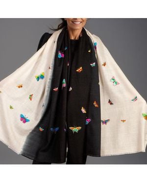 Black Accessories Hand Embroidered Pashmina Shawl - Black